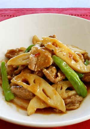 レンジで！れんこんと豚肉のこってり炒め-レシピのメイン写真