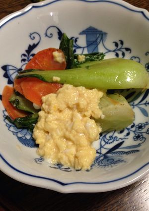 とろーり卵のかかった焼き青梗菜-レシピのメイン写真