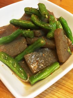 煮物の余り汁でインゲンとコンニャクの煮物-レシピのメイン写真
