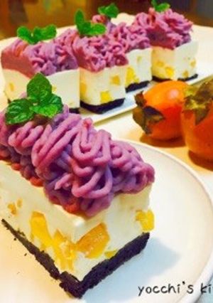 柿と紫芋！秋色レアチーズモンブラン-レシピのメイン写真