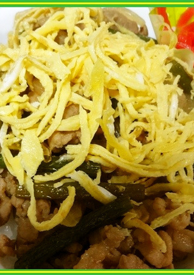 超簡単! 焼肉のタレで豚肉丼・錦糸卵-レシピのメイン写真