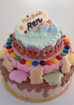 時短チョコスポンジのカラフル3段ケーキ☆-レシピのメイン写真