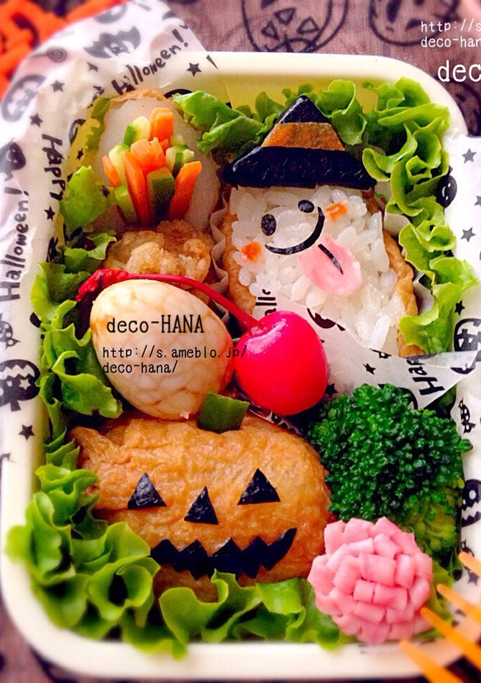 ハロウィンおばけとかぼちゃのデコ稲荷寿し-レシピのメイン写真