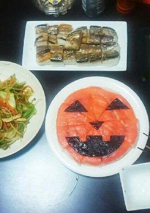 サーモンの押し寿司　ハロウィン-レシピのメイン写真