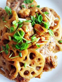 チーズまるめて豚肉レンコン甘辛煮-レシピのメイン写真
