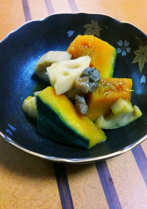 カボチャとレンコンの地鶏煮込み-レシピのメイン写真