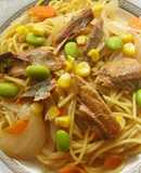 さんま蒲焼缶で♪和風ワンポットパスタ