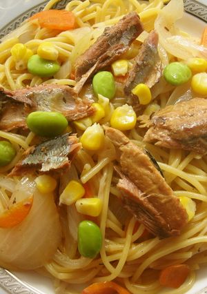 さんま蒲焼缶で♪和風ワンポットパスタ-レシピのメイン写真