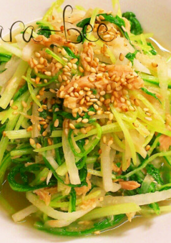 5分副菜♡ツナと水菜と大根の中華風煮浸し-レシピのメイン写真