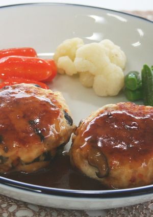 乾(干し)しいたけと鶏肉のハンバーグ-レシピのメイン写真
