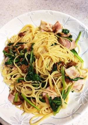 株なめことベーコンの和風パスタ-レシピのメイン写真
