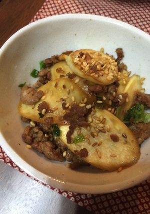 ひき肉入り❁﻿まこもだけのきんぴら-レシピのメイン写真