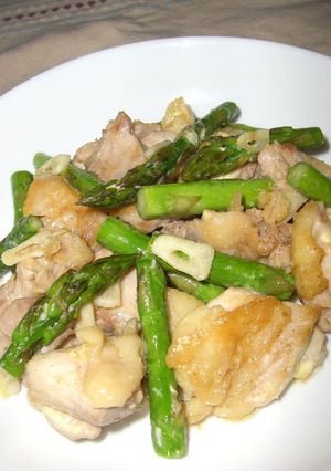 鶏とアスパラのにんにくマヨ炒め！-レシピのメイン写真