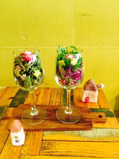 盛り付け簡単!水菜とレタスのサラダパフェ-レシピのメイン写真