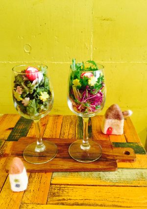盛り付け簡単！水菜とレタスのサラダパフェ-レシピのメイン写真