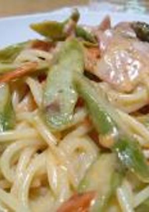アスパラとベーコンのトマトクリームパスタ-レシピのメイン写真