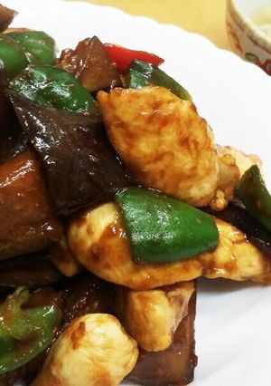 鶏ササミと茄子、ピーマンの味噌炒め-レシピのメイン写真
