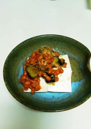 ☆おつまみ☆茄子と納豆の豆腐がけ-レシピのメイン写真