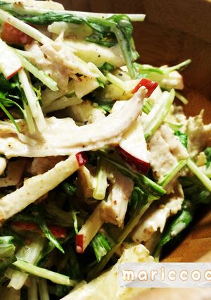 水菜とりんごチキンの手作りごまドレサラダ-レシピのメイン写真