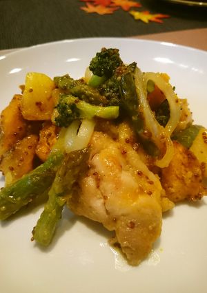 鶏モモ肉と野菜のハニーマスタード和え-レシピのメイン写真
