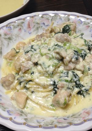 鶏肉とほうれん草のクリームパスタ-レシピのメイン写真