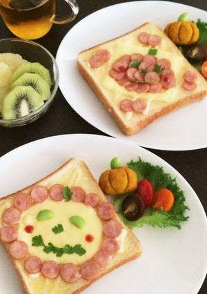 ハロウィンおばけトースト♬朝食やランチに-レシピのメイン写真