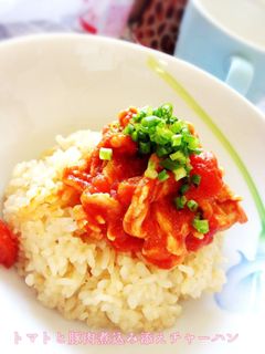 トマトと豚肉煮込み添えチャーハン-レシピのメイン写真