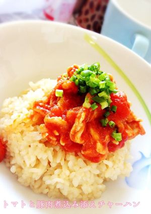 トマトと豚肉煮込み添えチャーハン-レシピのメイン写真