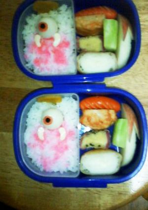 キャラ弁目玉のおやじお風呂　園児お弁当　-レシピのメイン写真