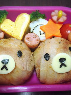 肉巻きおにぎりクマちゃん弁当-レシピのメイン写真