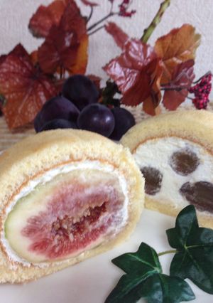 いちじくと巨峰のフレッシュロールケーキ-レシピのメイン写真