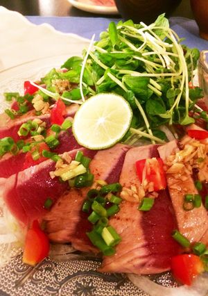 炙りマグロのガーリックソース-レシピのメイン写真