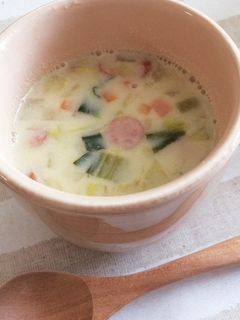 豆乳スープ〜余った野菜とウインナーで♫-レシピのメイン写真