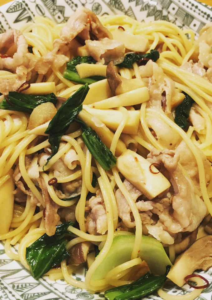 エリンギと青梗菜の和風パスタ-レシピのメイン写真
