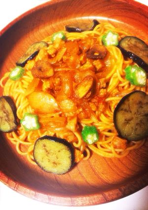 ナスとトマトの純粋パスタ♡-レシピのメイン写真