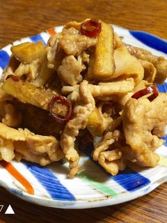 ごぼうと豚肉のピリ辛炒め-レシピのメイン写真