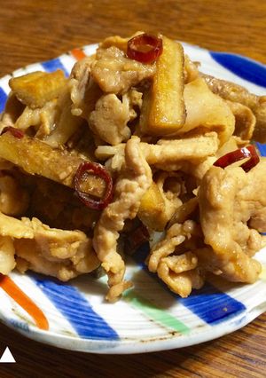 ごぼうと豚肉のピリ辛炒め-レシピのメイン写真