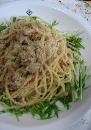 水菜と納豆のクリームチーズパスタ-レシピのメイン写真