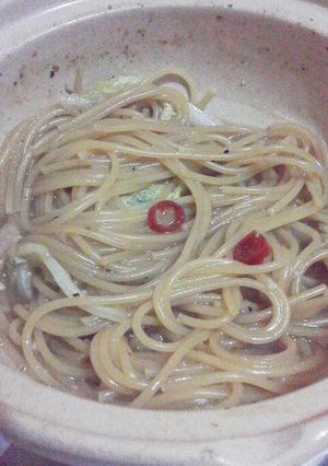 鍋のしめ スパゲッティ-レシピのメイン写真