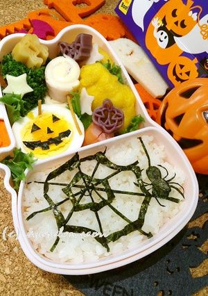 ハロウィン簡単スパイダーキャラ弁-レシピのメイン写真
