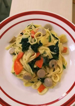クリームスパゲッティ？余ったもので！-レシピのメイン写真