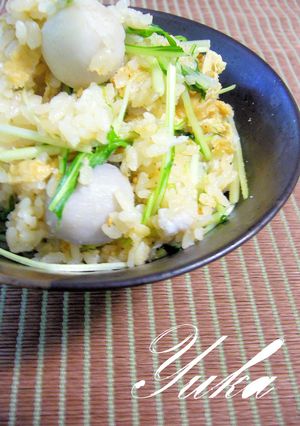 さといもと油揚げと水菜の炊き込みごはん-レシピのメイン写真