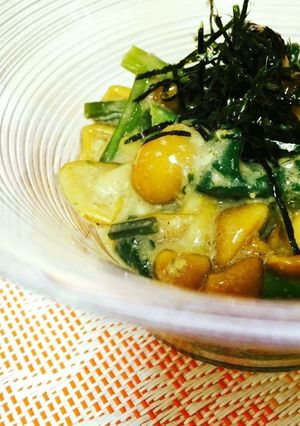 空芯菜となめこの醤油麹ごま和え-レシピのメイン写真