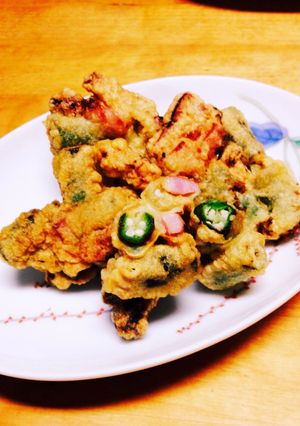 簡単☆巻かないオクラベーコン天-レシピのメイン写真