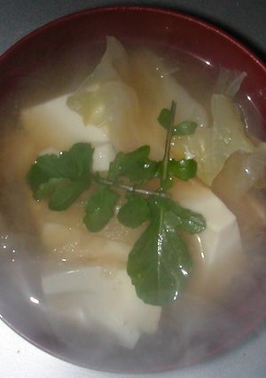 大根＆キャベツ＆豆腐＆ルッコラの味噌汁-レシピのメイン写真