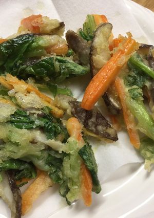 かき揚げ(カブの葉・しいたけ・にんじん)-レシピのメイン写真