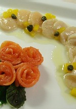 ホタテとスモークサーモンのカルパッチョ-レシピのメイン写真