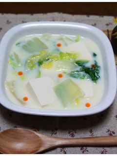 白菜と豆腐の豆乳スープ-レシピのメイン写真