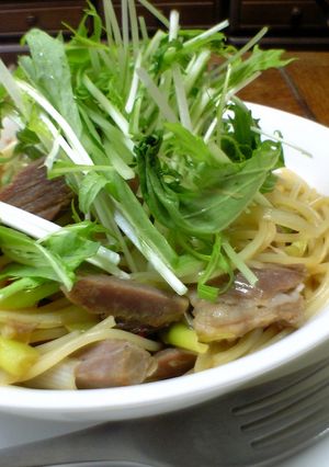 茹で豚の和風パスタ　ぽん酢醤油-レシピのメイン写真
