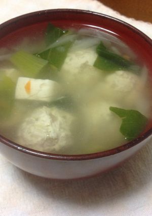 蓮根入り鶏肉だんごの中華スープ-レシピのメイン写真
